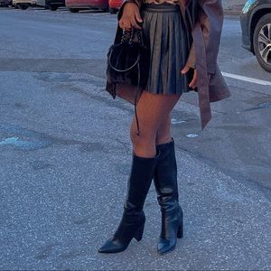 Black plaited mini skirt